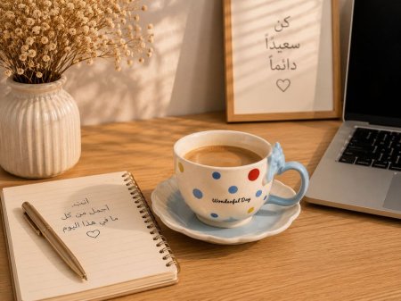 فنجان ببيونه منقط مع كوستر